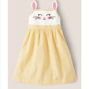 Adorable Yellow Seersucker Bunny Dress and T-Shirt Set